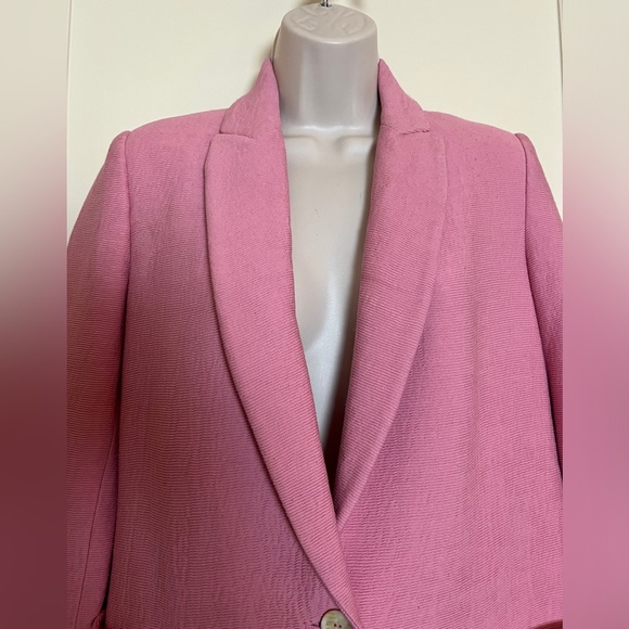 Zara Long Pink Textured Jacket - Picture 2 of 12